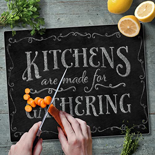 Chalk It Up Kitchens are Made for Gathering Tempered Glass Large Cutting Board by Highland Graphics