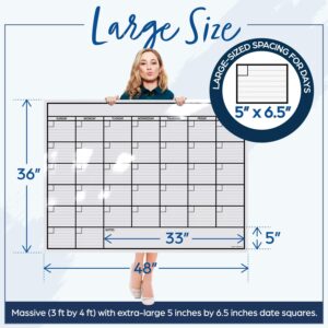 Large Dry Erase Calendar for Wall | Large Wall Calendar Dry Erase Monthly | 24x36 & 36x48 | Dry Erase Calendar Board for Wall | Whiteboard Calendar | Calendar Whiteboard | White Board Calendar Dry Erase for Wall