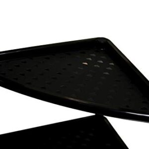 Sana Enterprises 3 Tier Corner Triangular Table, Shelf Stand, Italian, Black