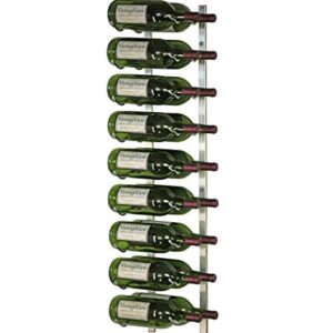 VintageView Wall Series - 18 Bottle Wall Mounted Wine Rack (Brushed Nickel) Stylish Modern Wine Storage with Label Forward Design