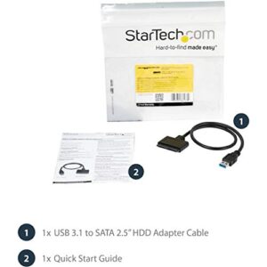 StarTech.com USB 3.1 to 2.5" SATA Hard Drive Adapter - USB 3.1 Gen 2 10Gbps with UASP External HDD/SSD Storage Converter (USB312SAT3CB)