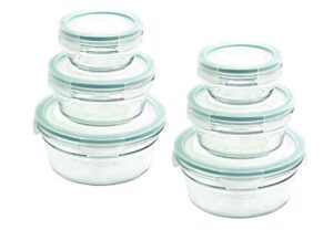 snaplock lid tempered glasslock storage containers 12pc set round~microwave & oven safe spill proof