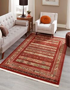 unique loom fars collection area rug - pasadena (9' x 12' 2" rectangle, rust red/ black)