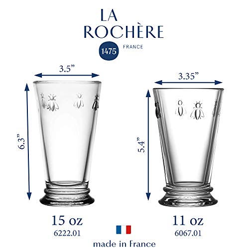 La Rochere Fine French Glassware Embossed with Napoleon Bee 15-ounce Double Old Fashioned Glass, Set of 6