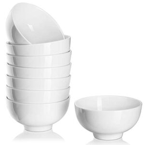 dowan 10 oz small bowls set of 8 - white ceramic bowls for dessert, ice cream, rice, soup, cereal, dipping - microwave & dishwasher safe