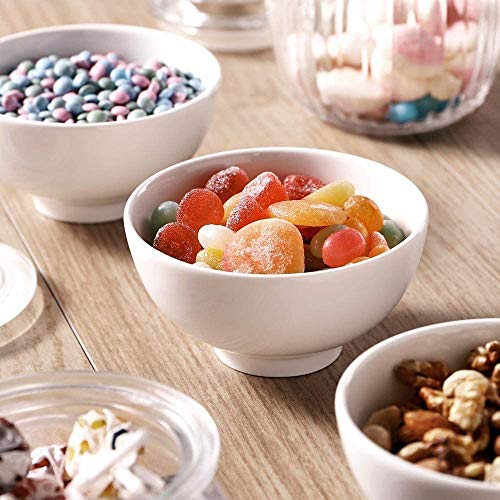 DOWAN 10 OZ Small Bowls Set of 8 - White Ceramic Bowls for Dessert, Ice Cream, Rice, Soup, Cereal, Dipping - Microwave & Dishwasher Safe