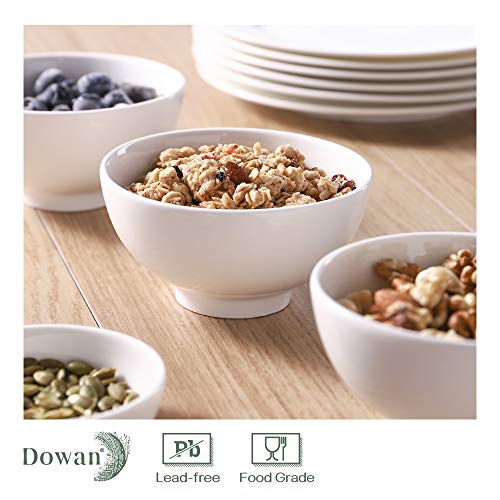 DOWAN 10 OZ Small Bowls Set of 8 - White Ceramic Bowls for Dessert, Ice Cream, Rice, Soup, Cereal, Dipping - Microwave & Dishwasher Safe