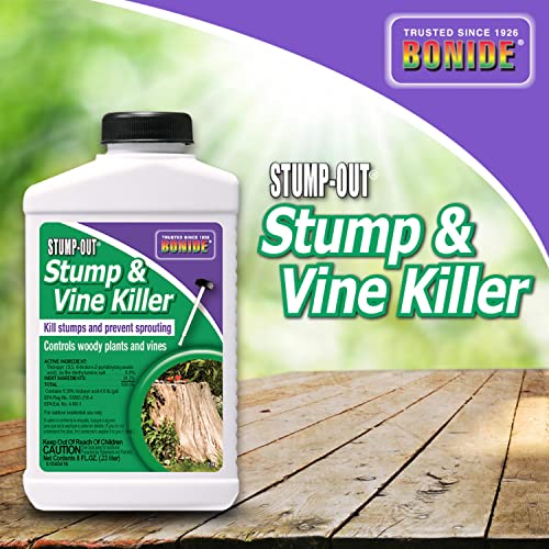 Bonide 2746 Stump & Vine Killer Concentrate, 8 oz Stumps and Vines Without harming Turf. Contains Brush Easy Application. Kills Oak, Poison Ivy and More, 1