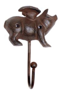 gsm iron flying pig coat rack with a hook,brown