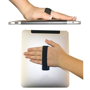 lovehandle tablet/xl grip for most tablets and large smartphones, black elastic strap with black base, lht-01-black