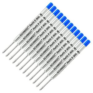 schmidt p900 parker style ballpoint pen refill, broad point, blue ink, pack of 12 (81274)