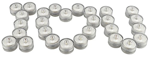 SAMYO Set of 36 Waterproof Wedding Submersible Battery LED Tea Lights Underwater Sub Lights- Wedding Centerpieces Party Decorate (White)