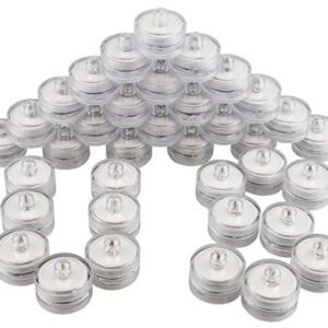 SAMYO Set of 36 Waterproof Wedding Submersible Battery LED Tea Lights Underwater Sub Lights- Wedding Centerpieces Party Decorate (White)