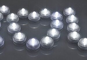 SAMYO Set of 36 Waterproof Wedding Submersible Battery LED Tea Lights Underwater Sub Lights- Wedding Centerpieces Party Decorate (White)