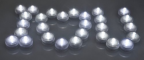 SAMYO Set of 36 Waterproof Wedding Submersible Battery LED Tea Lights Underwater Sub Lights- Wedding Centerpieces Party Decorate (White)