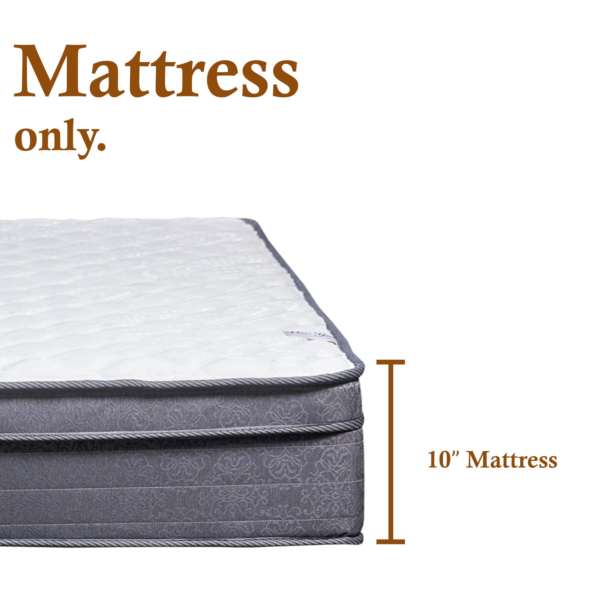 Continental Sleep 10-Inch Plush Foam Encased Hybrid Eurotop Innerspring Fully Assembled Mattress, Full XL