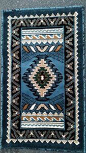 kingdom southwest native american area rug blue green design #d143 (3ft.x4ft7in.)