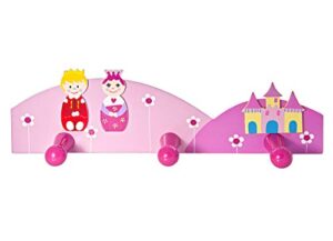 mousehouse gifts pink prince & princess triple wall hook coat hook for girls nursery or bedroom