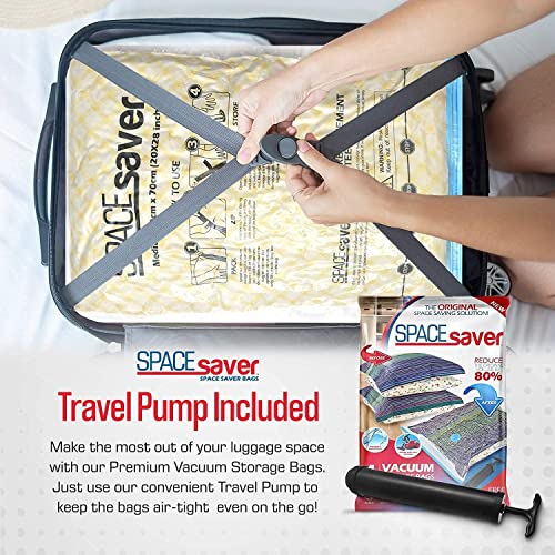 Spacesaver Vacuum Storage Bags (Large 5 Pack) Save 80% on Clothes Storage Space - Vacuum Sealer Bags for Comforters, Blankets, Bedding, Clothing - Compression Seal for Closet Storage. Pump for Travel.