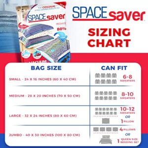 Spacesaver Vacuum Storage Bags (Large 5 Pack) Save 80% on Clothes Storage Space - Vacuum Sealer Bags for Comforters, Blankets, Bedding, Clothing - Compression Seal for Closet Storage. Pump for Travel.