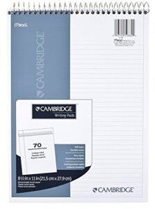 meadwestvaco 59882 8-1/2" x 11" white cambridge stiff back wirebound notebook,2 pack