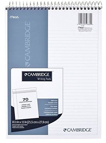 Meadwestvaco 59882 8-1/2" X 11" White Cambridge Stiff Back Wirebound Notebook,2 Pack