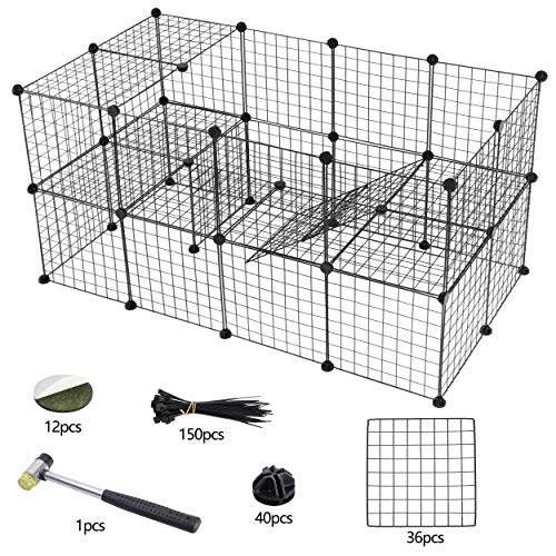 ZENY Pet playpen, Small Animal Cage, DIY 36 Panels Metal Wire Fence with Ramp for Guinea Pigs, Ferret, Rabbits, Pet Rat, Puppies, Indoor Use