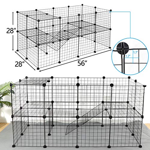 ZENY Pet playpen, Small Animal Cage, DIY 36 Panels Metal Wire Fence with Ramp for Guinea Pigs, Ferret, Rabbits, Pet Rat, Puppies, Indoor Use