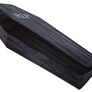 60" Wooden Coffin with Lid, Color Black