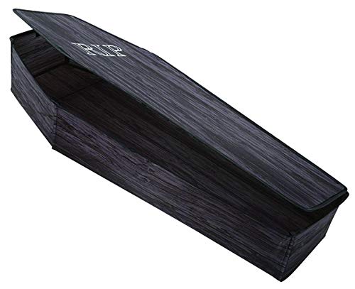 60" Wooden Coffin with Lid, Color Black