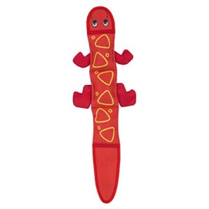 outward hound fire biterz red lizard plush firehose material interactive dog toy, large