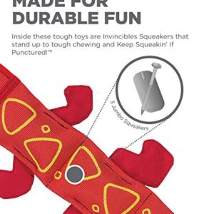 Outward Hound Fire Biterz Red Lizard Plush Firehose Material Interactive Dog Toy, Large