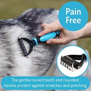 DakPets Cat & Dog Grooming Tool | All-In-One Metal Undercoat Rake, Dematting Tool, Detangling Comb, Fur Shedding Blade, Pet Hair Remover, and Grooming Brush | For Medium to Long-Haired Dogs and Cats