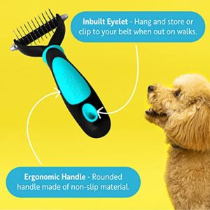 DakPets Cat & Dog Grooming Tool | All-In-One Metal Undercoat Rake, Dematting Tool, Detangling Comb, Fur Shedding Blade, Pet Hair Remover, and Grooming Brush | For Medium to Long-Haired Dogs and Cats