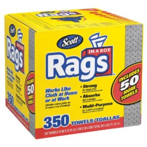 doaaler(tm) scott shop rags in a box 350 count white soft and low in lint 75650 - new item