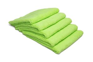 autofiber zeroedge detailing towel (pack of 5) edgeless microfiber polishing, buffing, window, glass, waterless, rinseless, car wash towels (green)