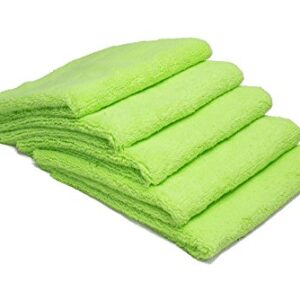 Autofiber Zeroedge Detailing Towel (Pack of 5) Edgeless Microfiber Polishing, Buffing, Window, Glass, Waterless, Rinseless, Car Wash Towels (Green)