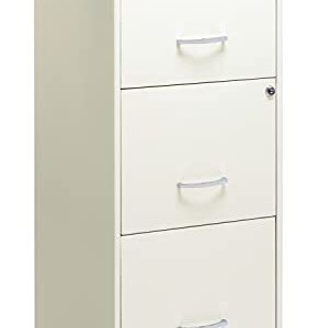 Office Dimensions 3 Drawer Lock SOHO Vertical File Cabinet, 18-Inch, White