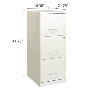 Office Dimensions 3 Drawer Lock SOHO Vertical File Cabinet, 18-Inch, White