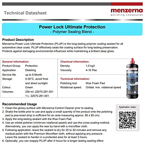 Menzerna Power Lock 8 oz Sealant -Polymer sealant for all automotive clear coats