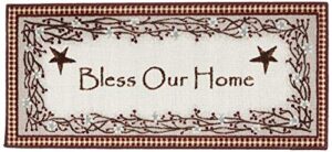 brumlow mills bless our home berry blossoms floral welcome door mat for entryway, kitchen, or home décor area rug, 20" x 44", deep red