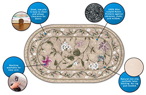 Brumlow Mills Butterfly Floral Area Rug for Kitchen, Dining, Living Room, Bedroom, Doorway Mat or Home Accent Carpet, 30" x 46", Opal