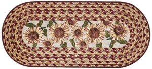 brumlow mills sunflower braided pattern rustic floral area rug for kitchen, entryway, bathroom mat and home décor, 20" x 44"