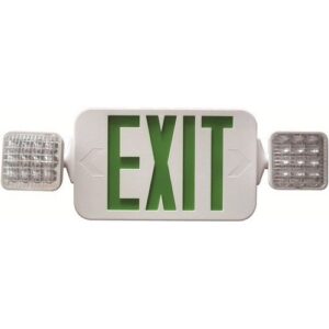 morris products square head led combo exit emergency light – high output, remote capable, green led color, white housing – 76 lumens, energy saving lamps – fully automatic – glare free, adjustable, (73444)