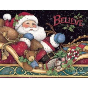 lang "believe santa" boxed christmas cards, artwork by susan winget, 18 cards & 19 envelopes, 5.375" x 6.875" (1004759)