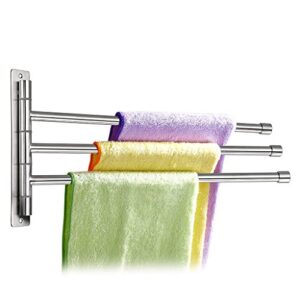 Sumnacon™ Silver Stainless Steel Wall-Mounted Towel Rail Swivel Bars Bathroom Towel Rack Hanger Holder Organizer (3 Bar)