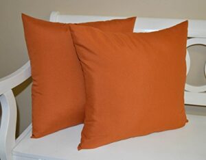 resort spa home decor set of 2 - indoor/outdoor 17" square decorative throw/toss pillows - solid pottery/clay/rust orange