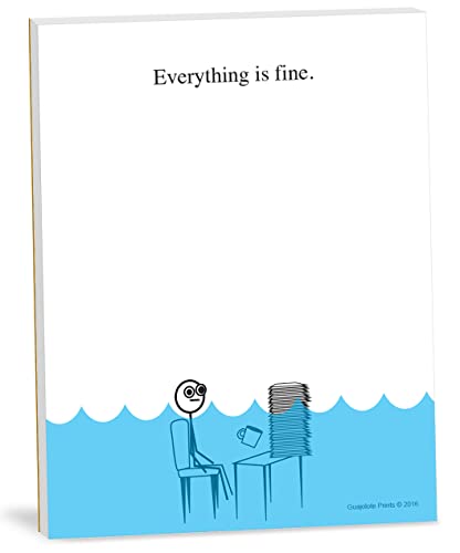 Guajolote Prints Everything is Fine Paper Pad - 4 x 5.25 inch, 50 sheets - Funny Office Desk Gag Gift for Boss, Coworker