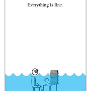 Guajolote Prints Everything is Fine Paper Pad - 4 x 5.25 inch, 50 sheets - Funny Office Desk Gag Gift for Boss, Coworker