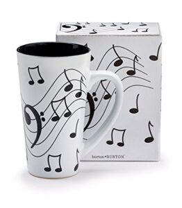 burton & burton musical note jazz ceramic coffee/tea travel mug bass clef, 16 oz